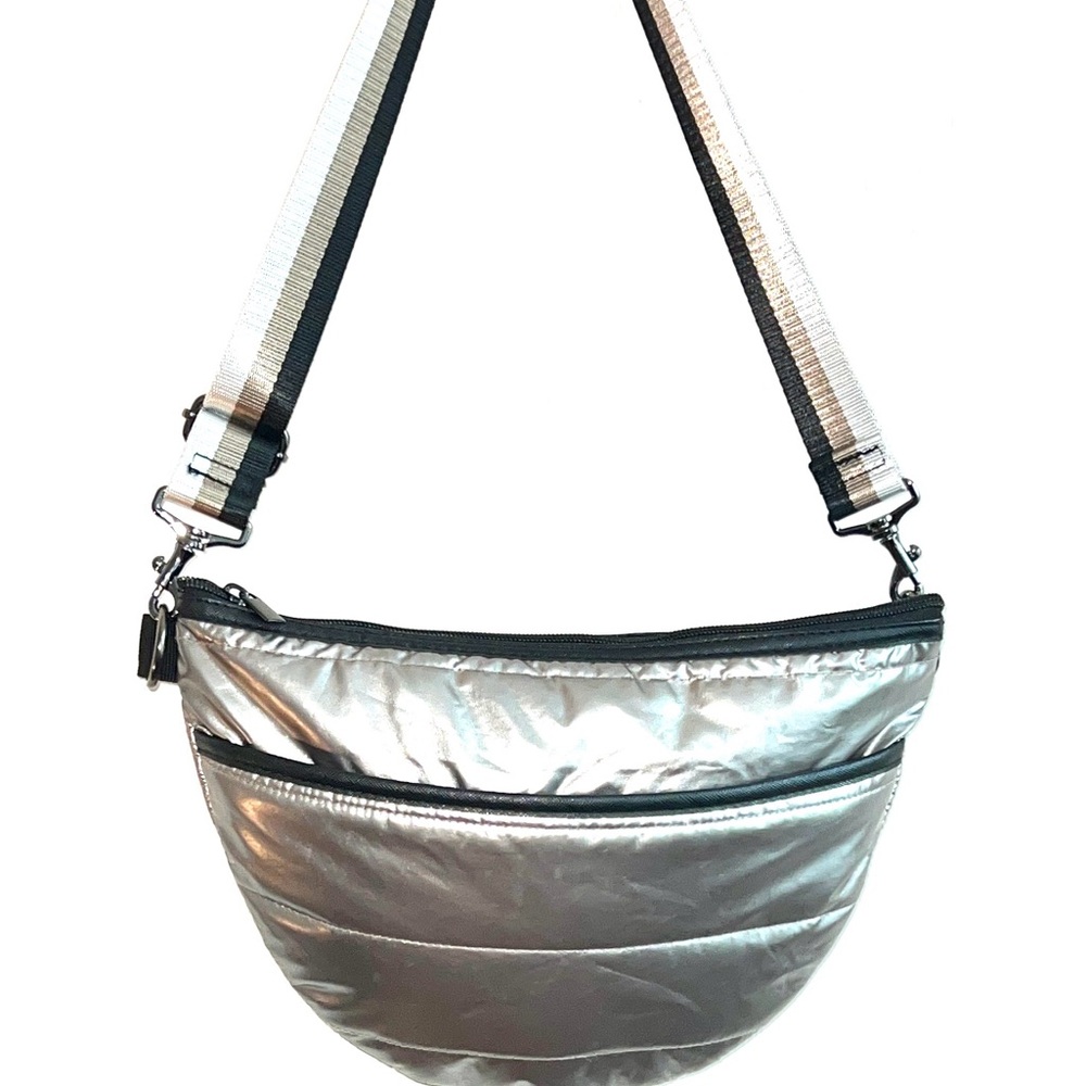 Haute Shore Silver Quilted Crossbody Bag